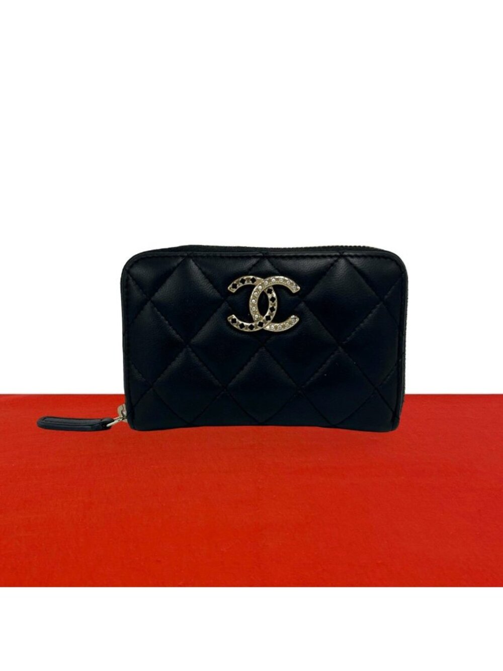 Chanel Quilted CC Logo Lambskin Bifold Wallet Mini Black
